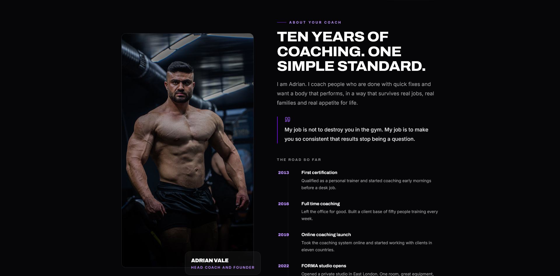 Forma - Personal trainer landing page screenshot 2