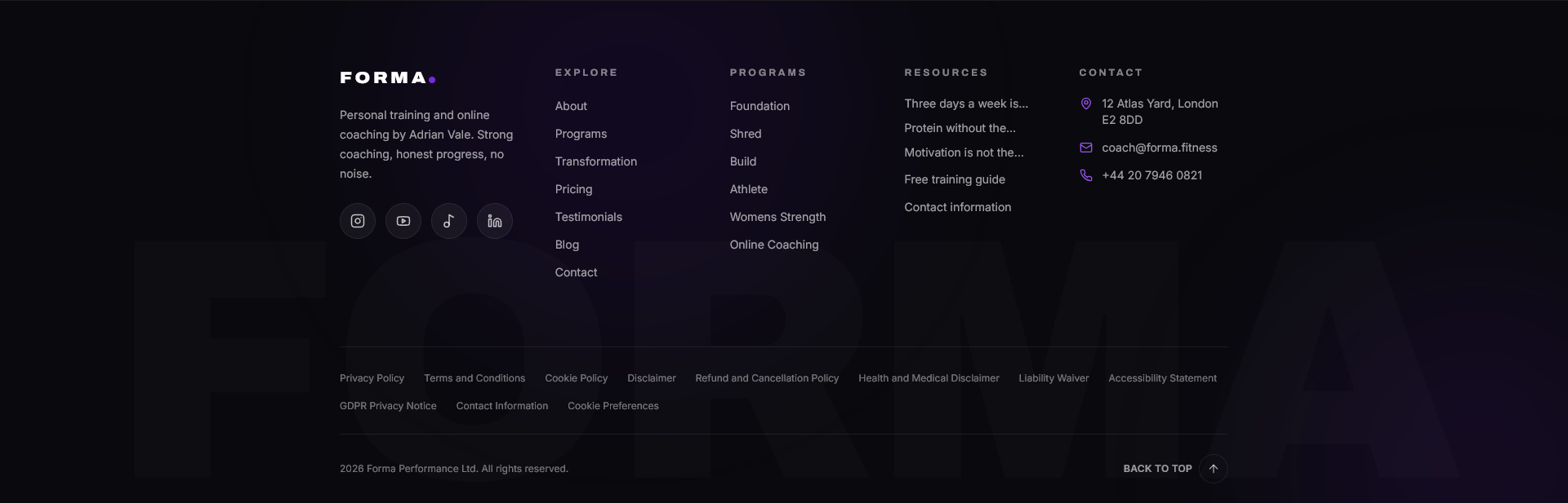 Forma - Personal trainer landing page screenshot 5