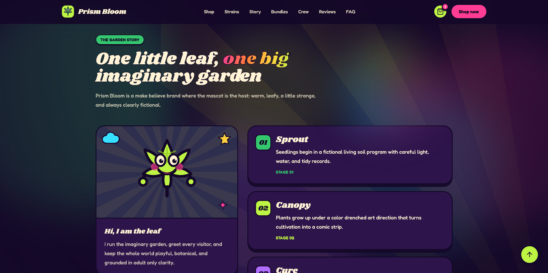 Prism Bloom - A trippy cannabis concept landing page screenshot 2
