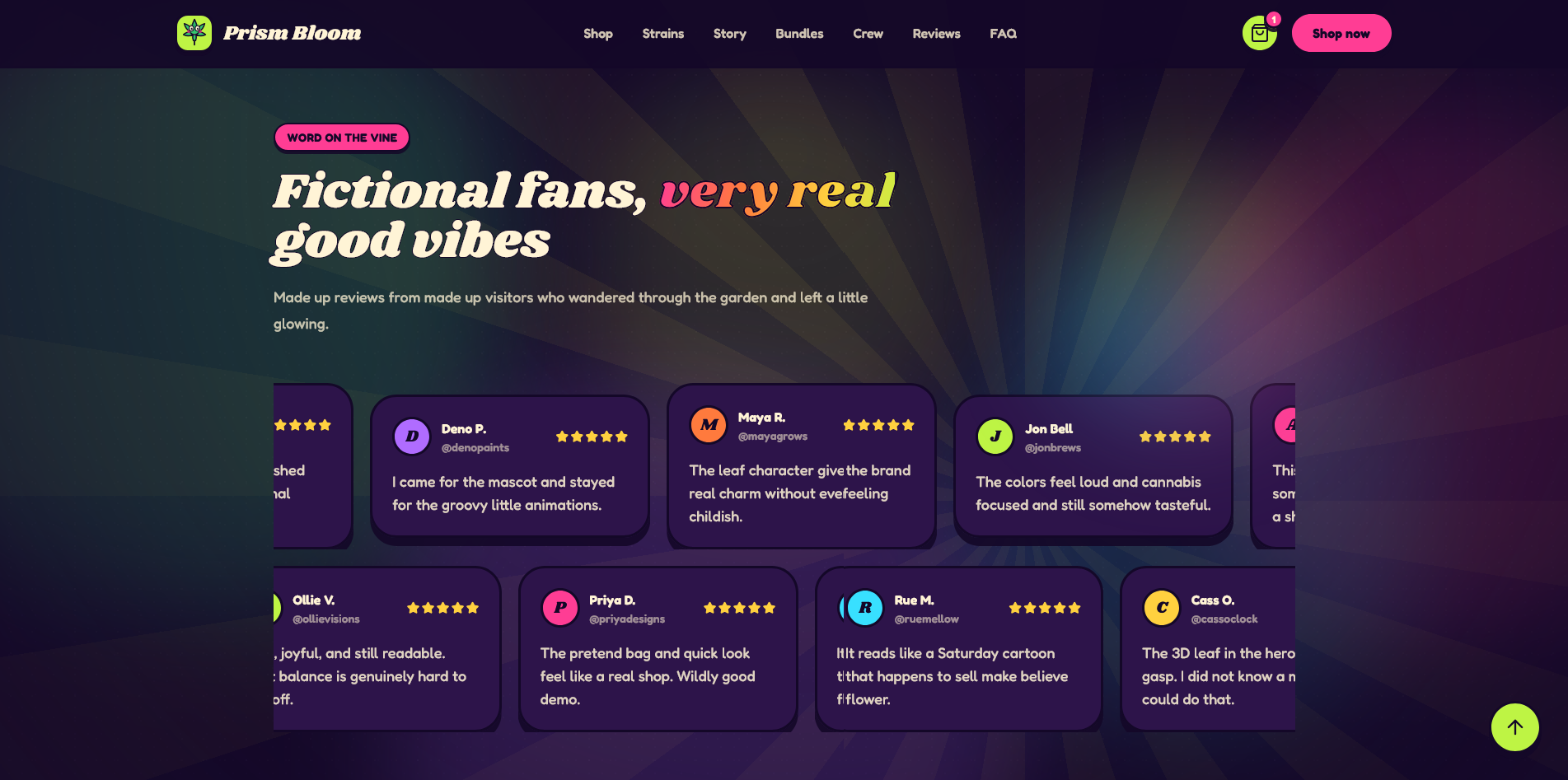 Prism Bloom - A trippy cannabis concept landing page screenshot 4